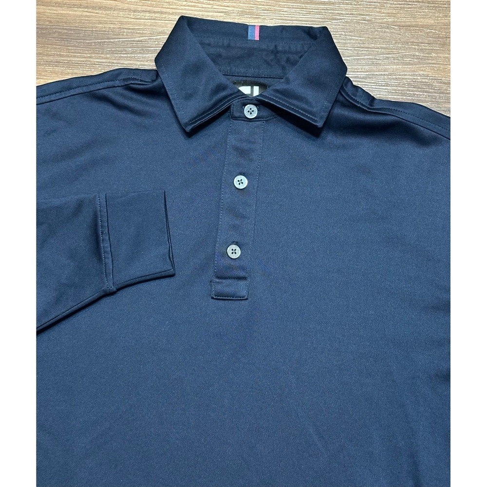 FootJoy FJ Mens Solid Long Sleeve Performance Jersey Polo Shirt Navy Sz S